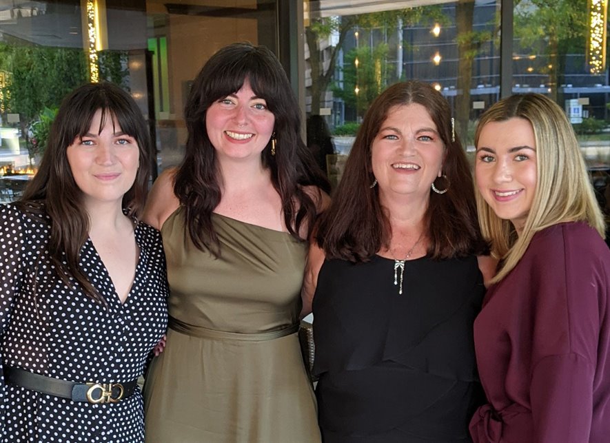 Samantha, lauren, and kristin, with their aunt dana